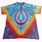 blue raindrop vee tie dye shirt