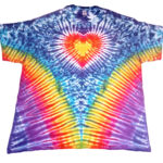 yellow heart vee tie dye