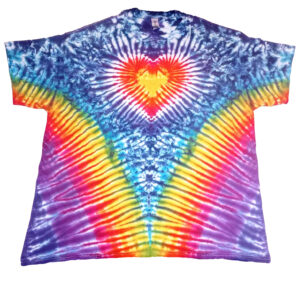 yellow heart vee tie dye