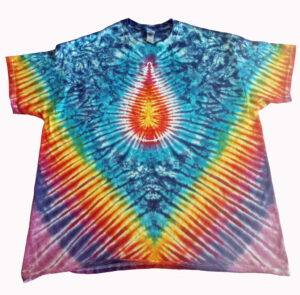 yellow raindrop vee tie dye shirt